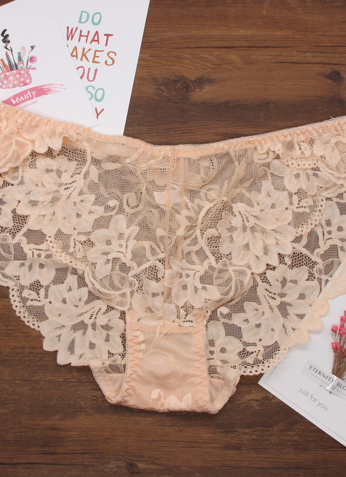 Transparent mesh lace seamless underwear