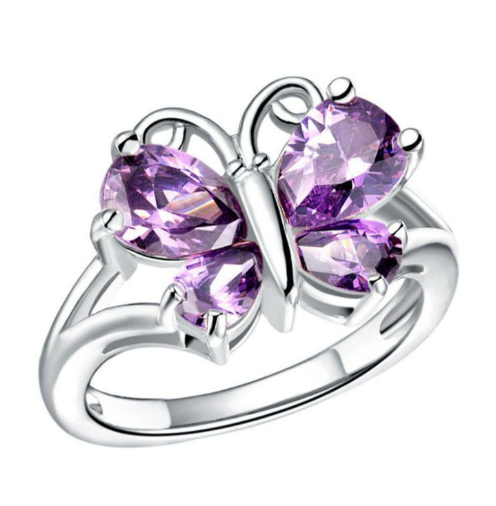Butterfly Ring Color Crystal