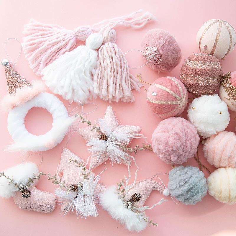 Christmas pink plush small pendant