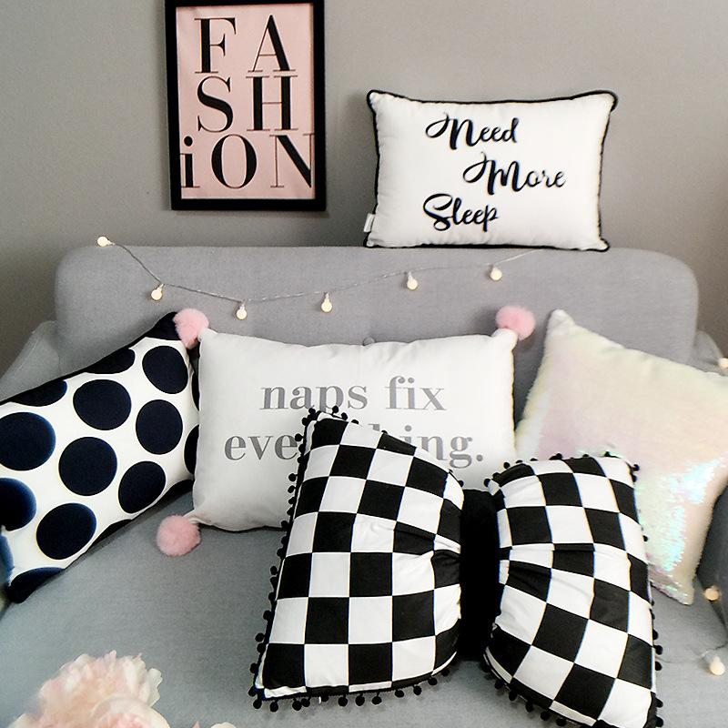 Lovely ball bow tie pillow blanket Nordic ins bedside sofa cushion pillow quilt