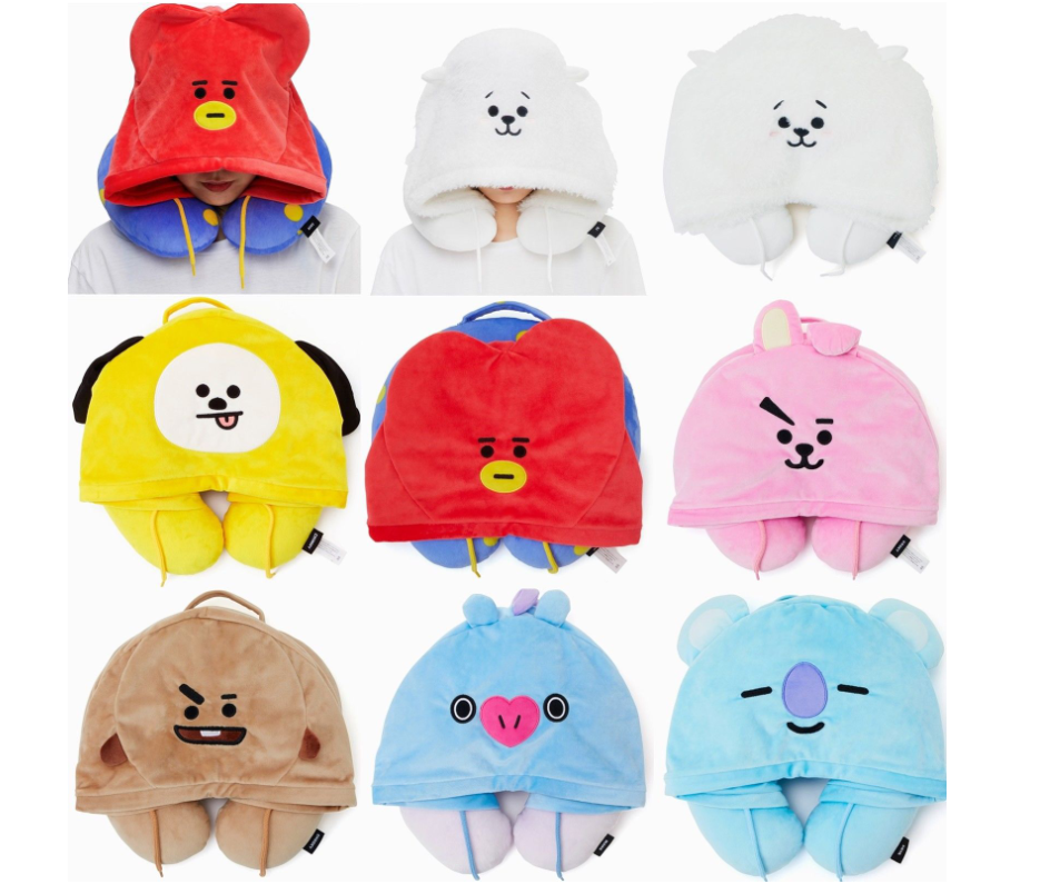 Cartoon hooded U-shaped pillow Travel neck pillow