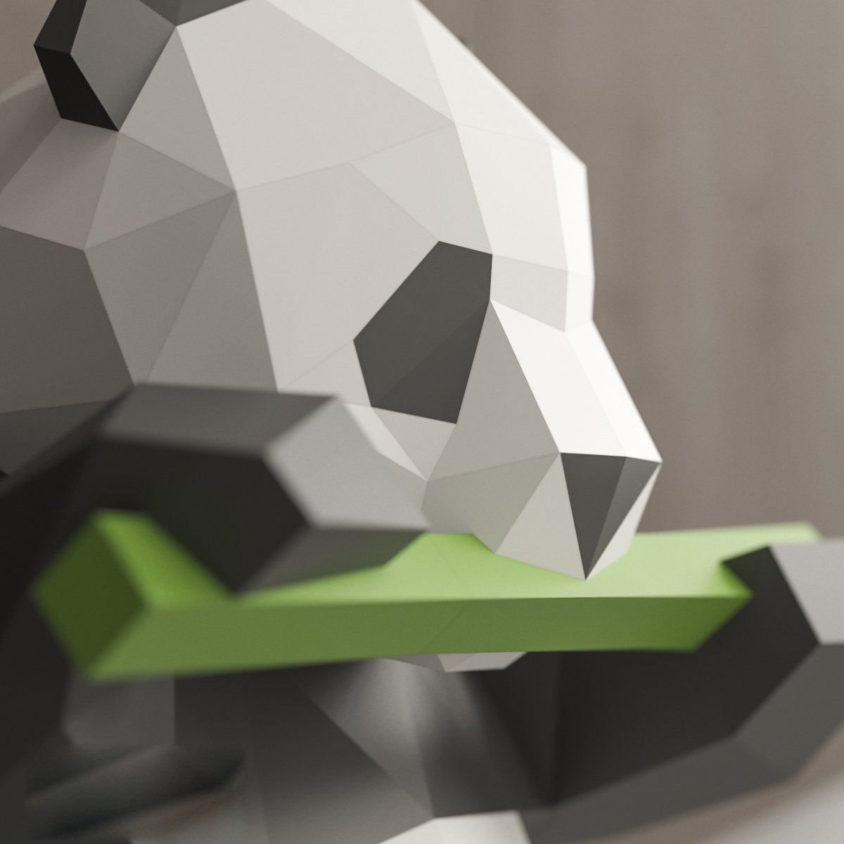 Panda model eating bamboo
