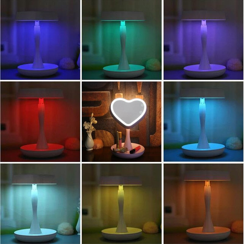 Espejo Corazón Luz Led Maquillaje