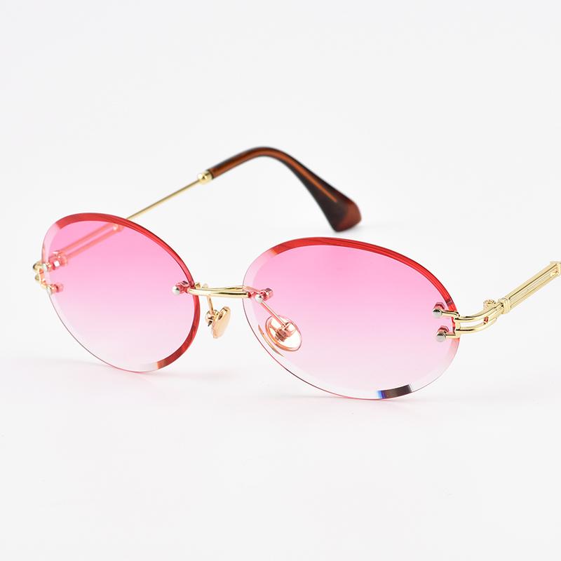 Oval polished edge sunglasses