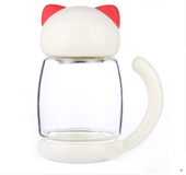 Linda Taza De Té De Cristal Transparente Gato