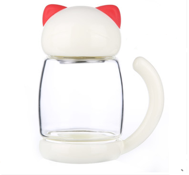 Linda Taza De Té De Cristal Transparente Gato