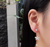 S925 sterling silver flower tassel earrings
