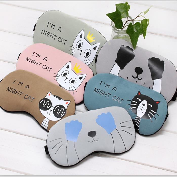 Soft Sleeping Mask Eyepatch Cat Cotton Portable Eye Mask Light Shading Creative Cartoon Travel Relax Sleeping Rest Aid MP0130