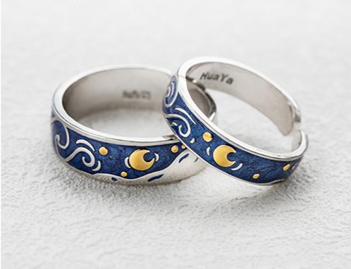 Moon star canvas resizable ring