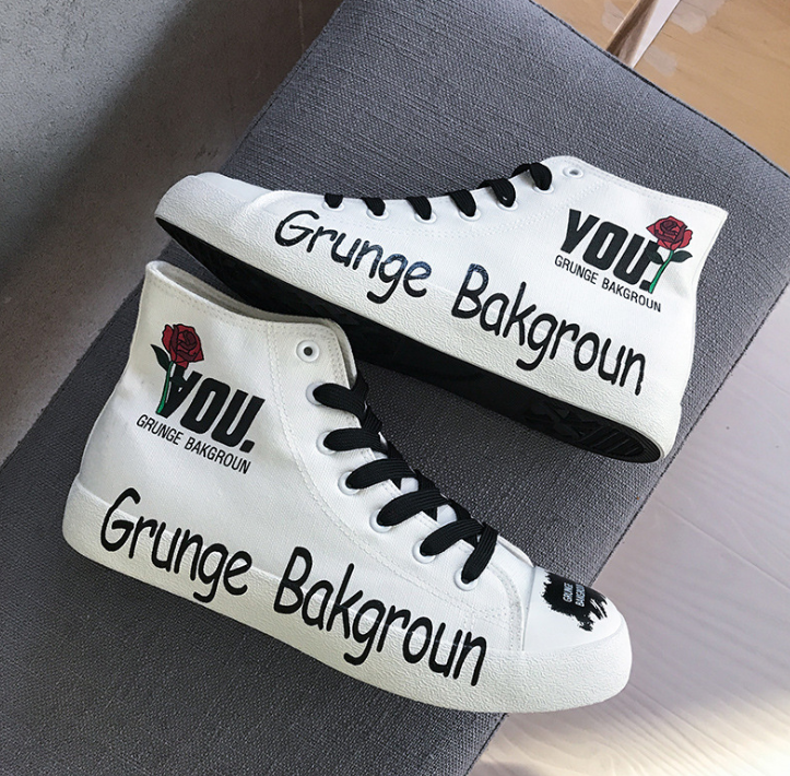 Autumn new high-top canvas shoes male Korean version of the trend of personality high to help shoes men's tide shoes students wild shoes
