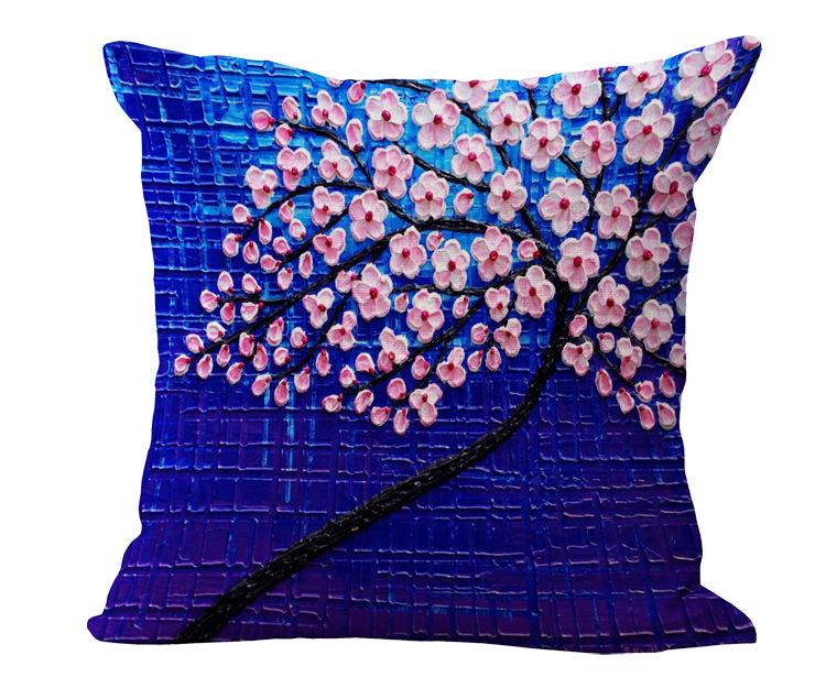 Oil painting cotton and linen pillowcase