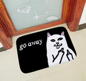 Cat With Middle Finger Door mats Coral velvet carpet Humorous Funny Words Go Away Entrance Indoor Floor Mat