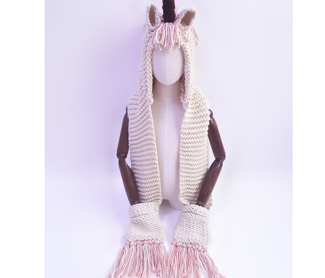 Children's Unicorn Hat Wool Crochet Cape Cap Europe and America Creative Scarf Handmade Child Cartoon Hat Autumn Winter Men and Women
