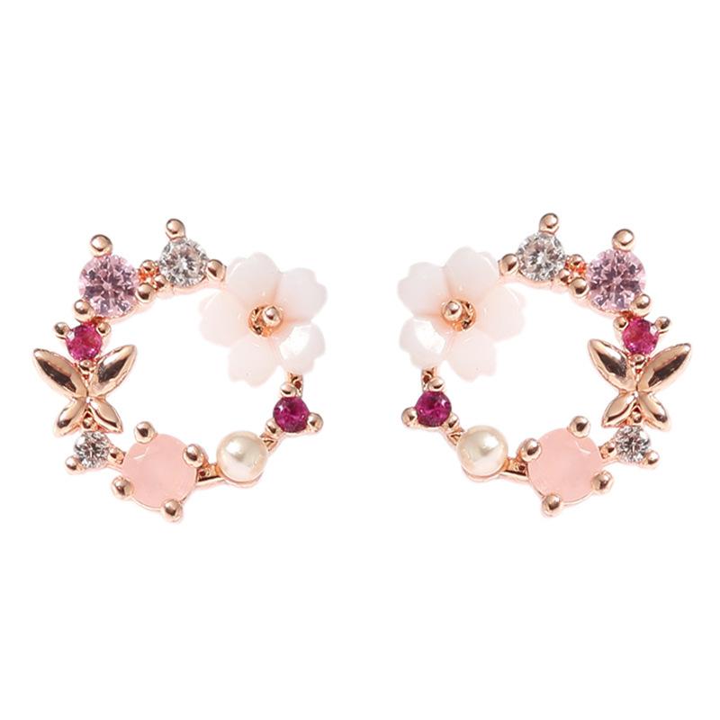 Flower ear clip garland earrings