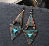 Double-layered triangular turquoise earrings