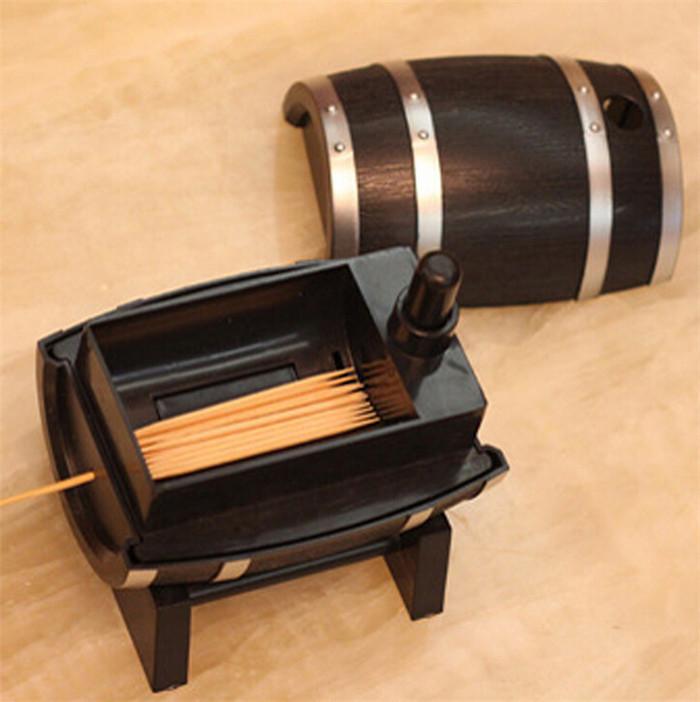 Featured creative barrel plastic toothpick container