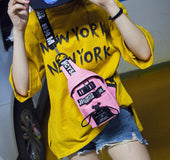 Contrast letter messenger bag