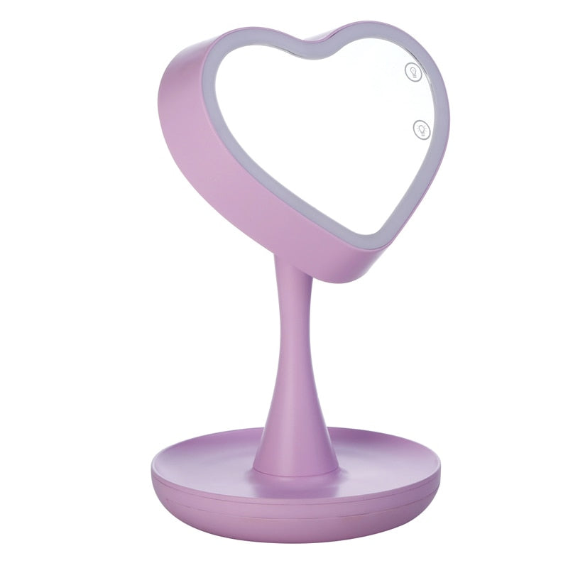 Espejo Corazón Luz Led Maquillaje