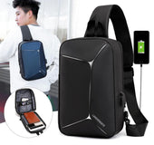 Men's shoulder bag PU leather chest bag men's Messenger bag multi-function outdoor sports backpack