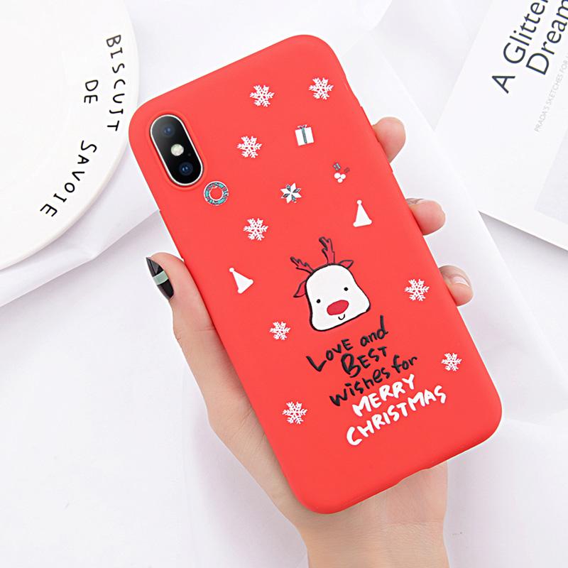 Lov Phone Case For iPhone 6 6s 7 8 Plus X XR XS Max Cute Cartoon Christmas Santa Claus Elk Soft TPU For iPhone 5 5S SE Cover