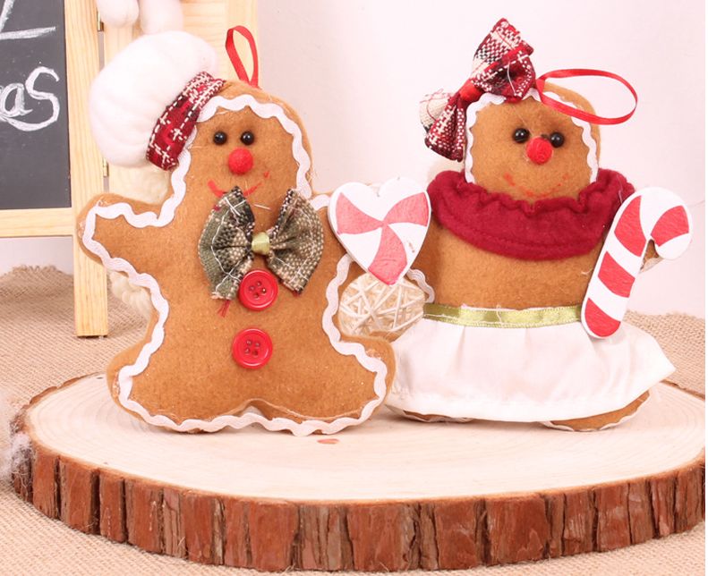 Hot Sale 1Pcs/lot Super Cute Gingerbread Shape Christmas Pendant Drop Ornaments For Cristmas Tree Home Decoration
