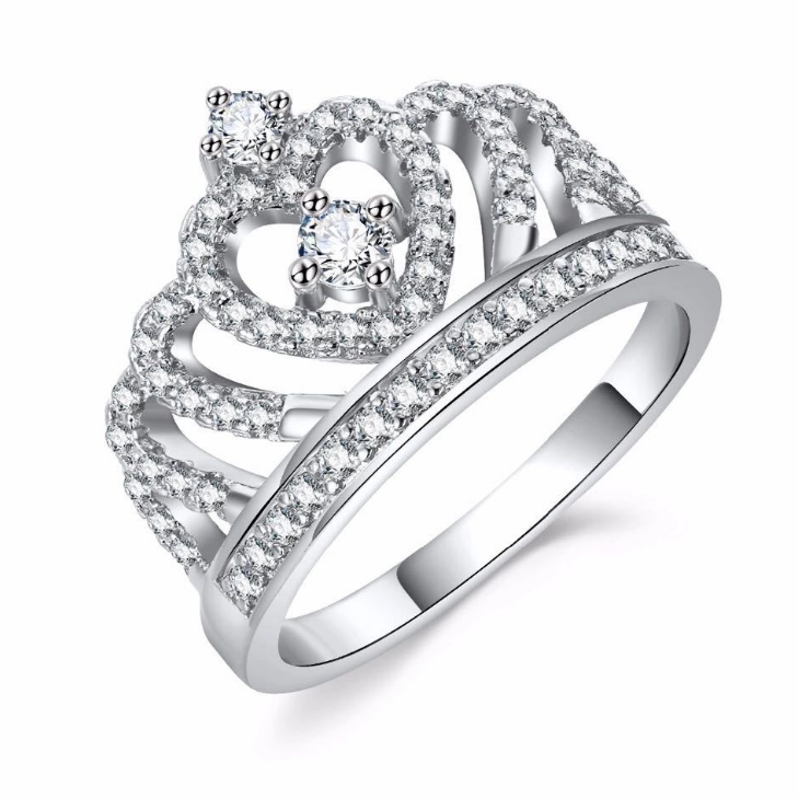 Fashion silver ring, creative jewelry, crown zircon ring female