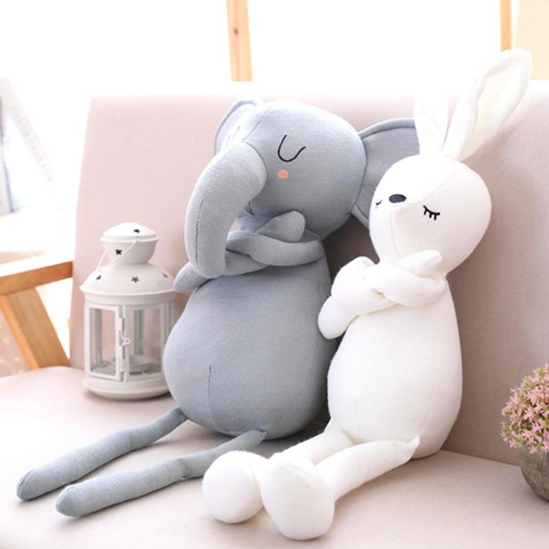 1pc 50cm 2 Patterns Cute Elephant Bunny Doll Simulation plush stuffed toys Baby soothing dolls Smooth feel High quality fabric