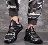 Sports shoes men's shoes women's shoes gray camouflage shoes military training training shoes single layer flying woven running shoes