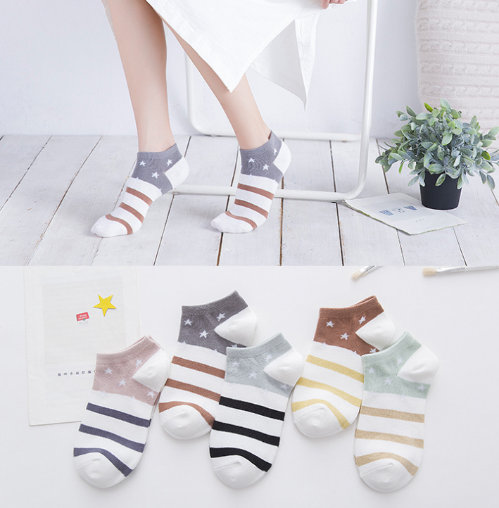 5 pair High Quality Cute Cat Striped Women Socks