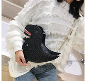 Fashion sequins cute cartoon animal dinosaur shoulder messenger bag stereo personality creative handbag