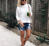 Half high collar loose shirt sweater