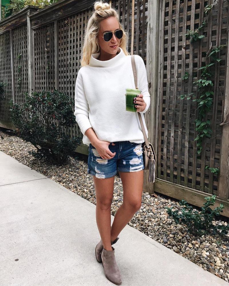 Half high collar loose shirt sweater