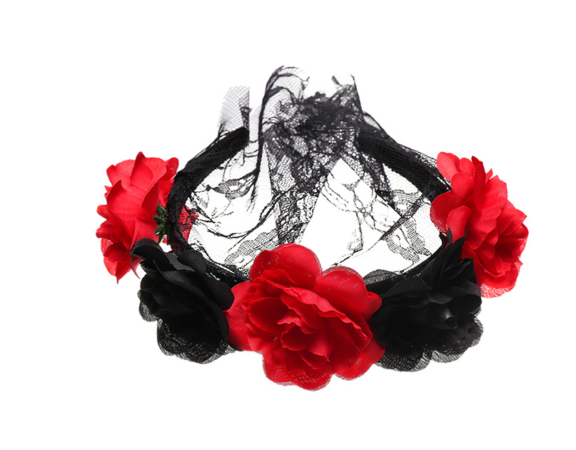 rose flower lace veil Halloween headband party Christmas day headband