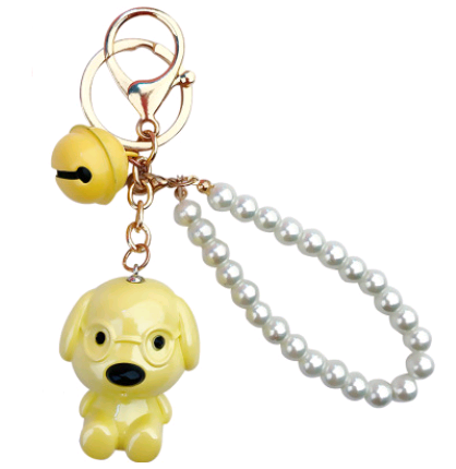 Creative ABS plating puppy key ring ring pendant pearl bracelet car bag couple jewelry ornaments