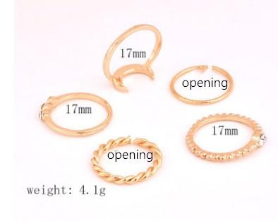 5pcs/set CZ Crystal Bohemian Rings