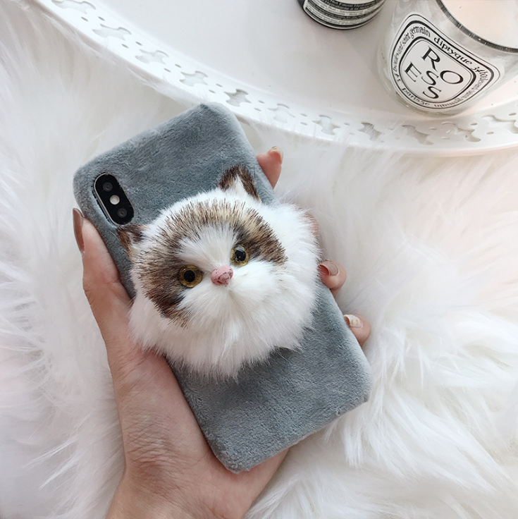 3D animal TPU+Fur  | IPhone