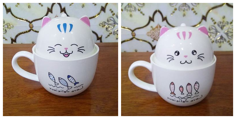 Creative cat cup ceramic mug office cup with lid spoon bone china couple coffee cup tea cup gift