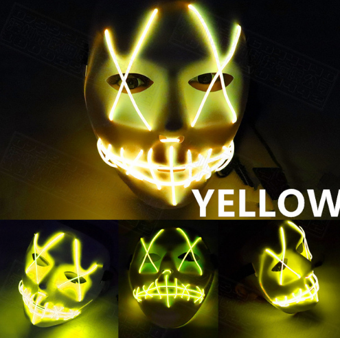 Halloween Led Luminous Mask Horror Grimace Bloody EL wire Halloween Carnaval Party Club Bar DJ Glowing Full Face Masks