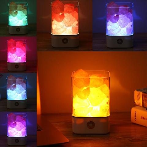 Lámpara de LED Sal De Himalaya Con Luz De Cristal USB