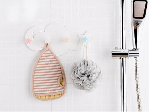 Creative star moon cloud shape without nails hat clothes hooks shelf hanging hanger