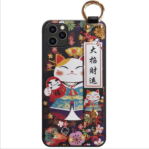 Lucky Cat   with Hand Strap and Key Chain  | IPhone