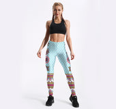 Star Mandala Turquoise Yoga/Workout Leggings