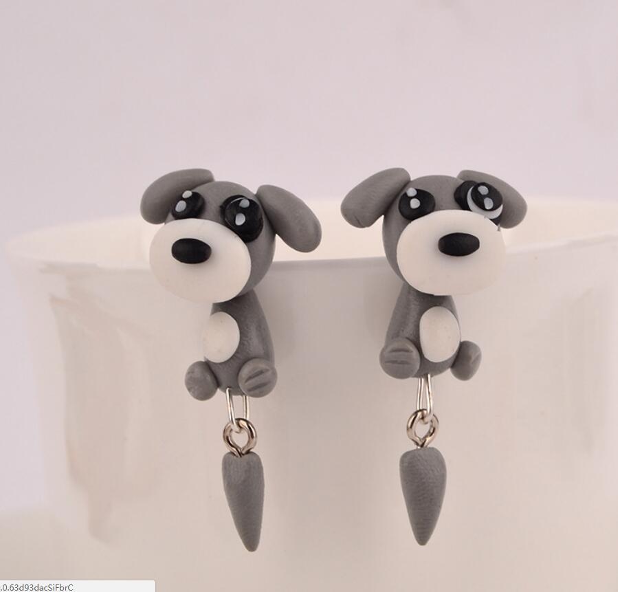 Grey Dog Stud Earrings