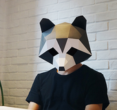 Creative diy paper mold handmade mask small raccoon hood full face tide cute cute masquerade party Halloween