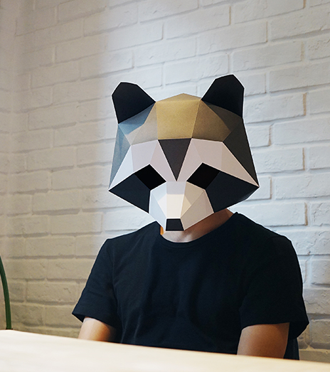 Creative diy paper mold handmade mask small raccoon hood full face tide cute cute masquerade party Halloween