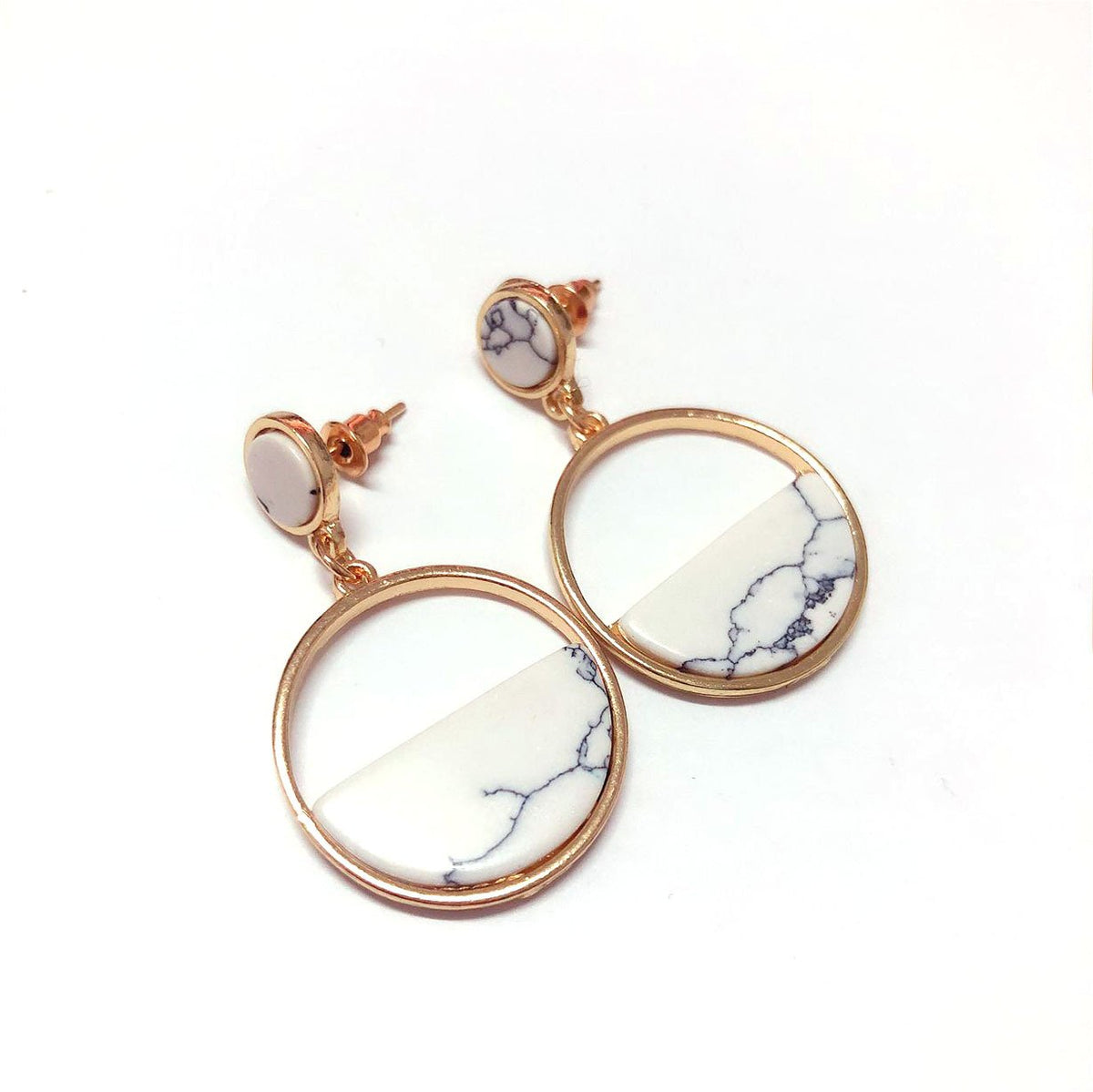 Geometric Round Marble Stud Earrings Various Models