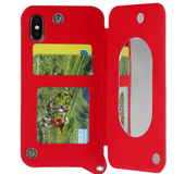 Double buckle flip card makeup mirror mobile phone holster