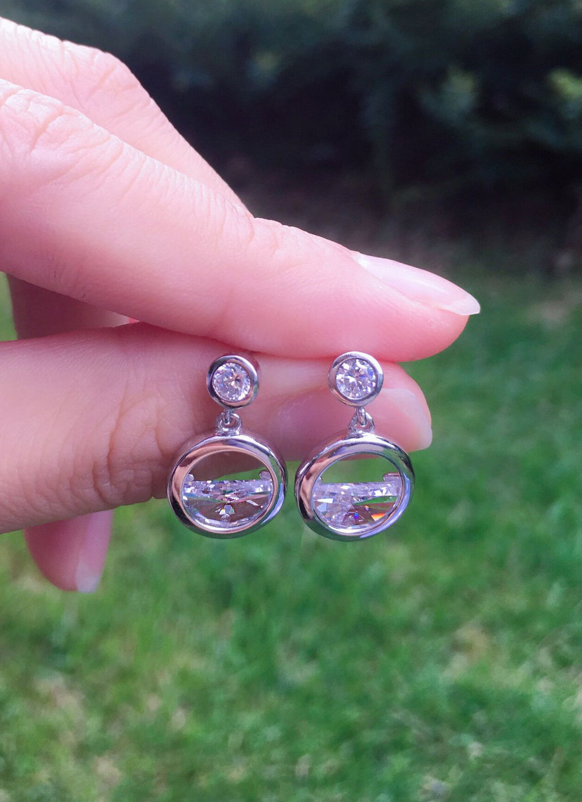 S925 hollow semi-circular zircon earrings fashion wild trend women's sterling silver jewelry