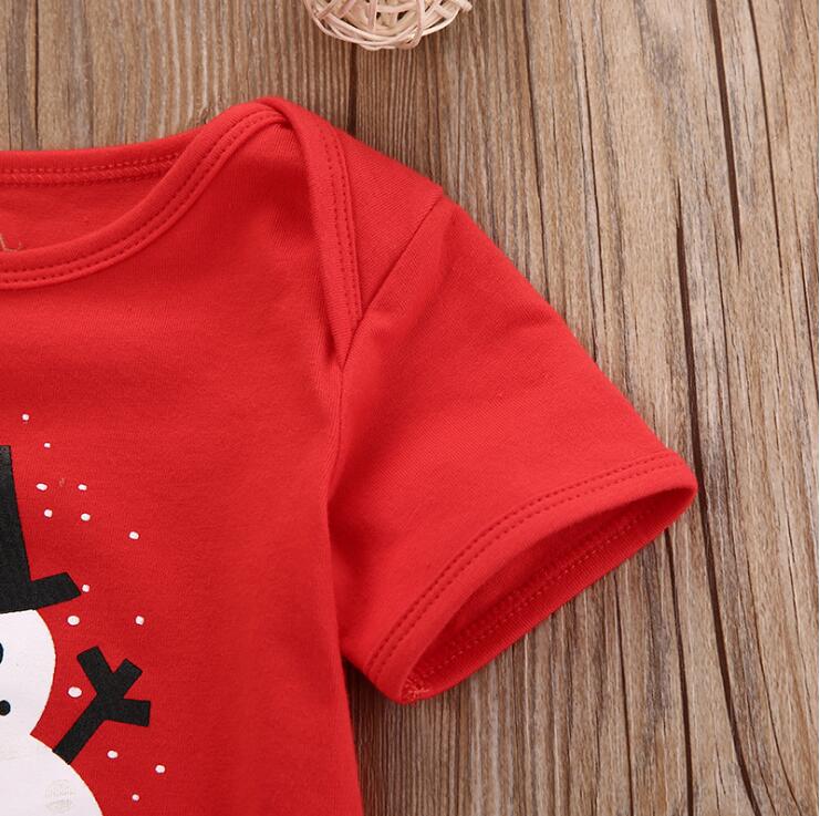 MUQGEW 2PCS Christmas Clothing Set 2PCs Baby Cartoon Snowman Letter Print Romper+Hat Set Outfit conjunto infantil kids clothes