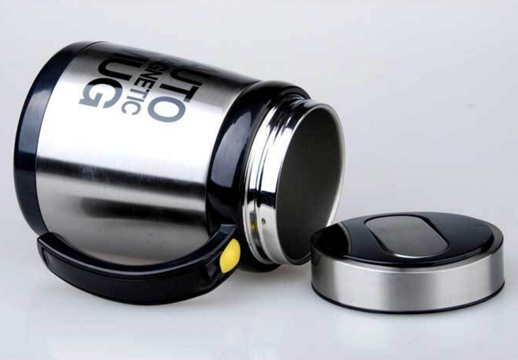Stainless steel upgraded version automatic magnetizing stirring coffee cup lazy person stirring creative gifts metal cup
